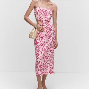 Mango cut out linen dress
